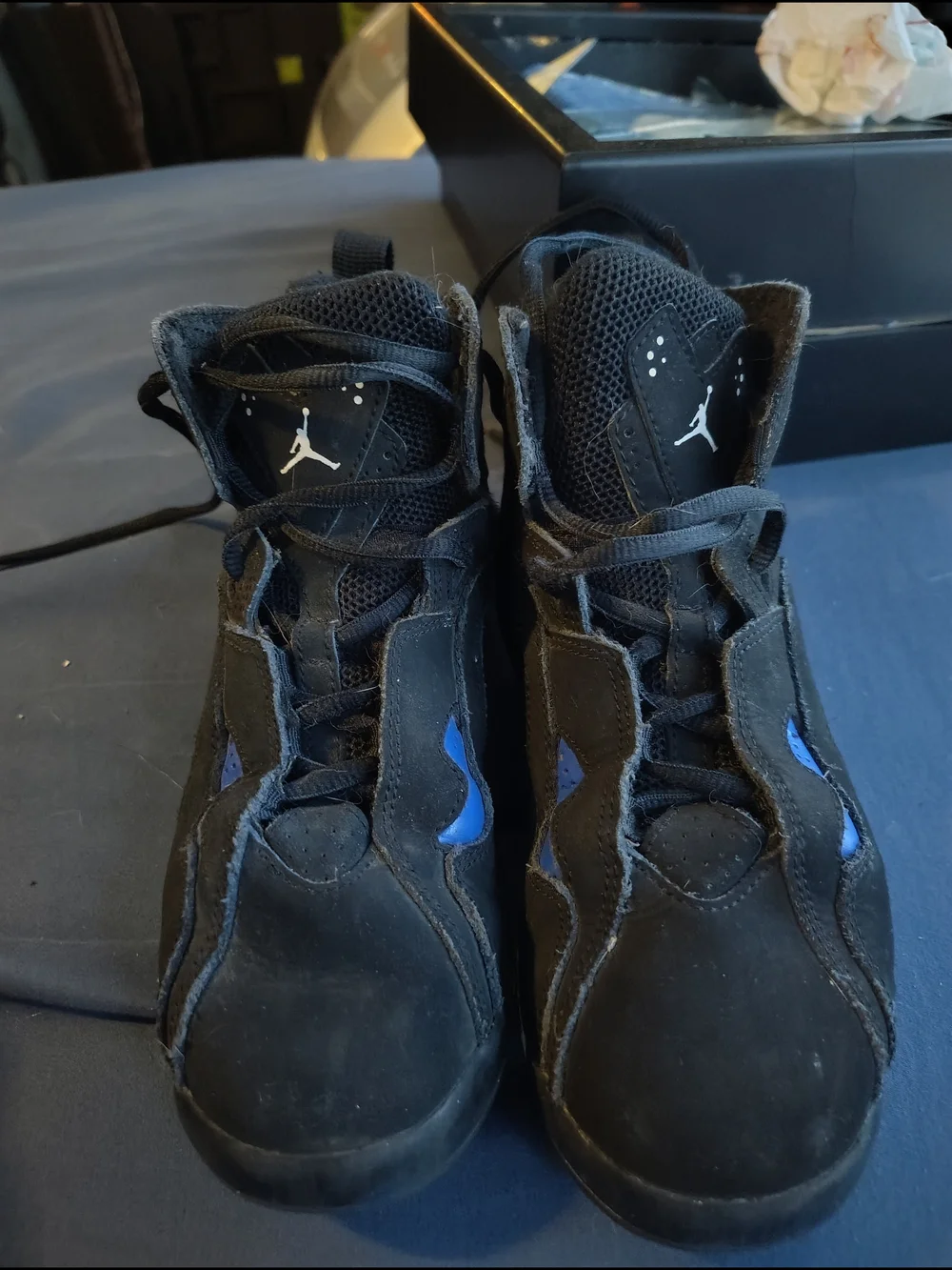 Jordan Kids Black and Blue Sneakers